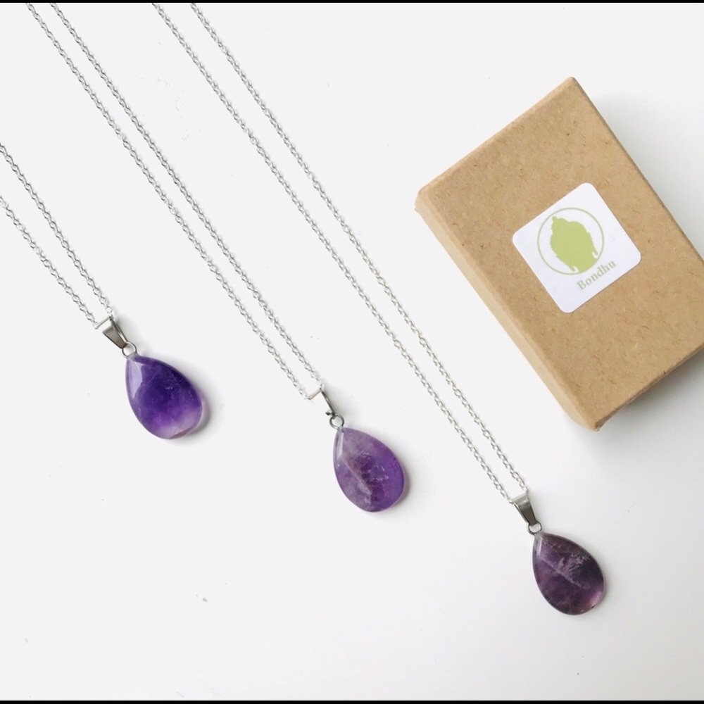 Amethyst Quartz on Silver Chain